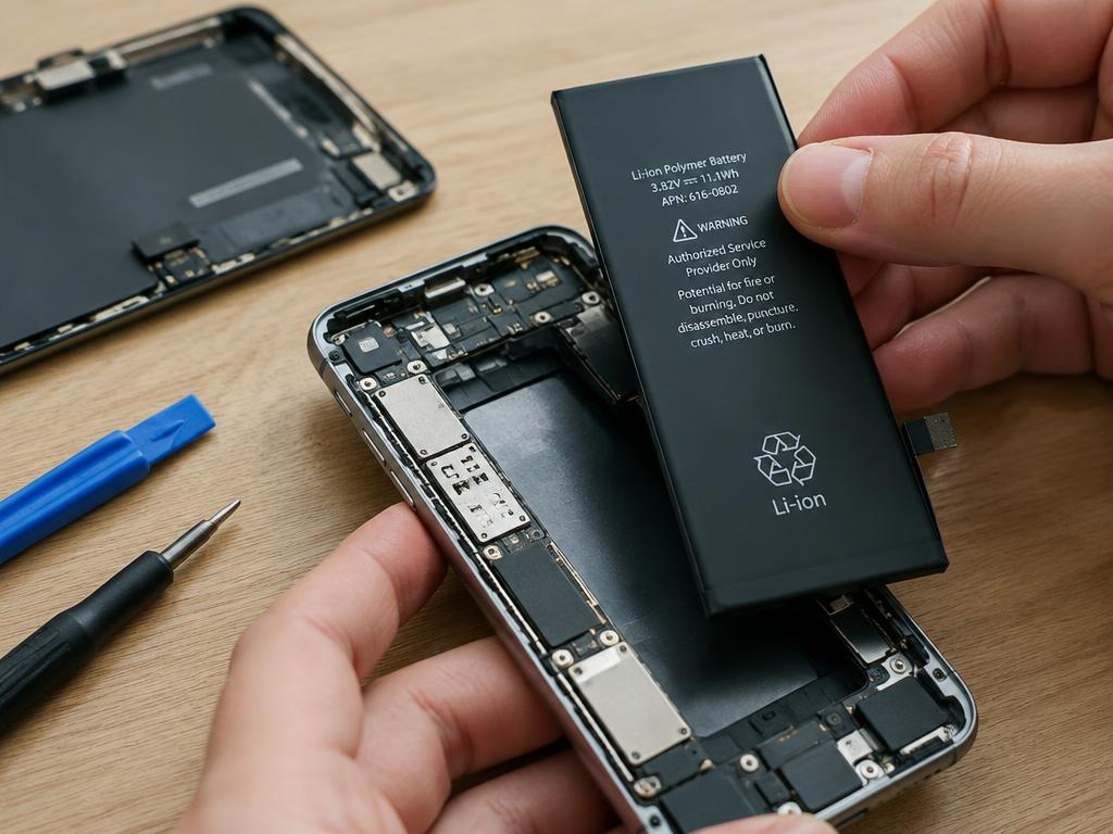 Instalación de una batería nueva en un smartphone